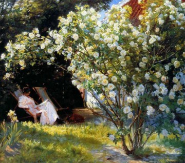  flowers painting - Marie en el jardin Peder Severin Kroyer Impressionism Flowers